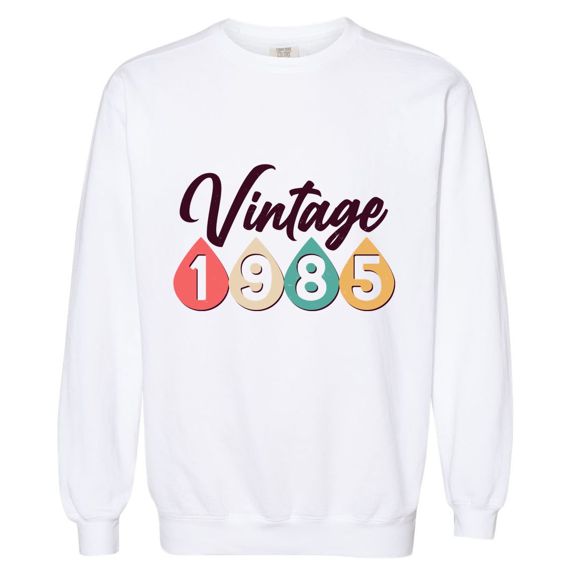Vintage 1985 40th Birthday Retro Teardrop Design Garment-Dyed Sweatshirt