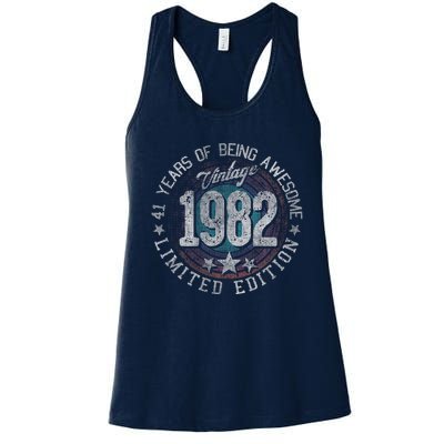 Vintage 1982 41 Year Old Gifts Limited Edition 41st Birthday Love Women's Racerback Tank