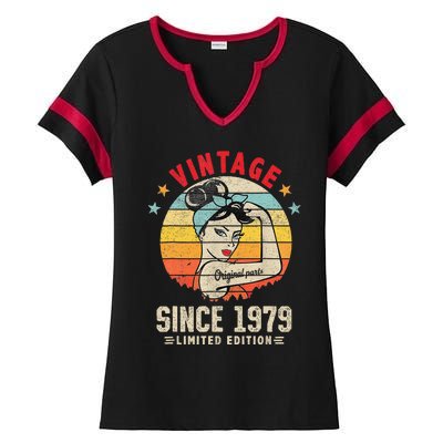 Vintage 1979 45th Bday Funny 45 Year Old Birthday Ladies Halftime Notch Neck Tee