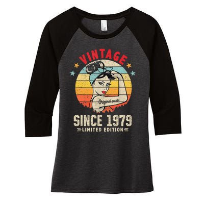 Vintage 1979 45th Bday Funny 45 Year Old Birthday Women's Tri-Blend 3/4-Sleeve Raglan Shirt