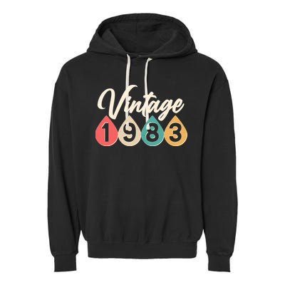Vintage 1983 40th Birthday Retro Teardrop Design Garment-Dyed Fleece Hoodie