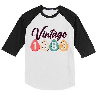 Vintage 1983 40th Birthday Retro Teardrop Design Kids Colorblock Raglan Jersey