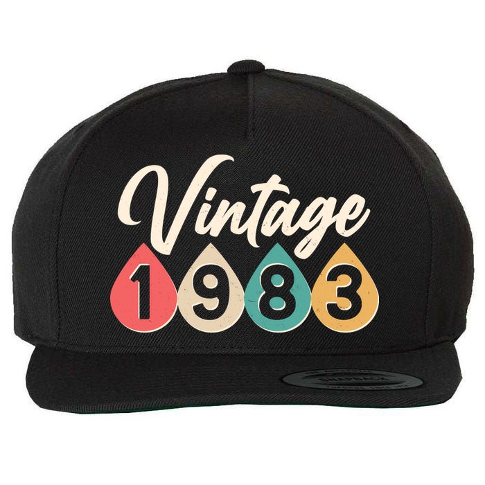 Vintage 1983 40th Birthday Retro Teardrop Design Wool Snapback Cap