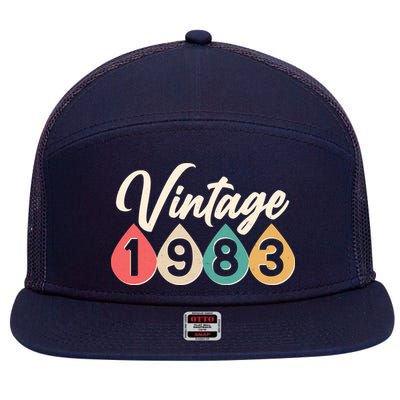 Vintage 1983 40th Birthday Retro Teardrop Design 7 Panel Mesh Trucker Snapback Hat