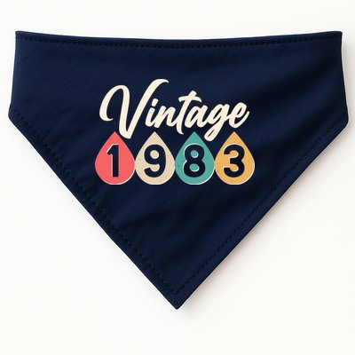 Vintage 1983 40th Birthday Retro Teardrop Design USA-Made Doggie Bandana