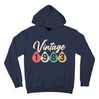 Vintage 1983 40th Birthday Retro Teardrop Design Hoodie