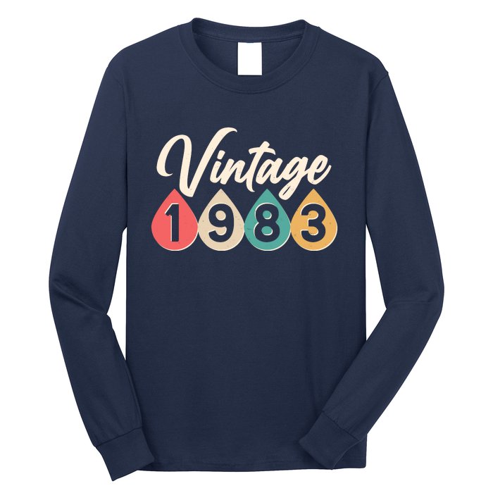 Vintage 1983 40th Birthday Retro Teardrop Design Long Sleeve Shirt