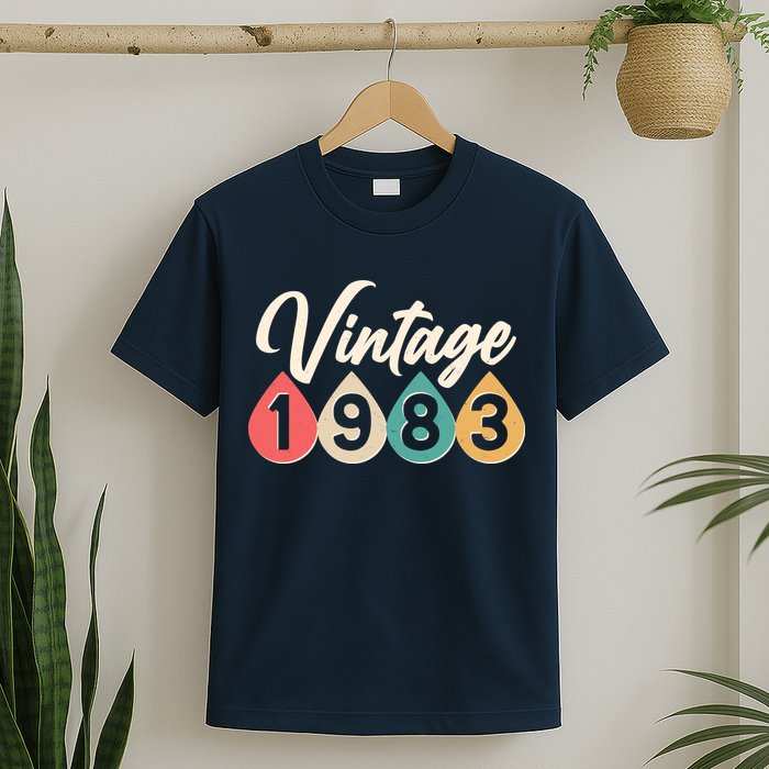 Vintage 1983 40th Birthday Retro Teardrop Design T-Shirt