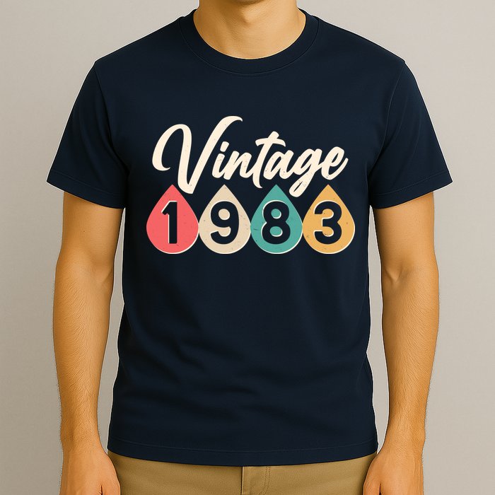 Vintage 1983 40th Birthday Retro Teardrop Design T-Shirt