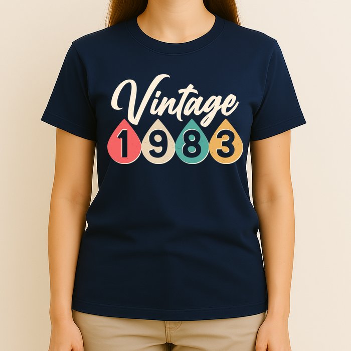 Vintage 1983 40th Birthday Retro Teardrop Design T-Shirt