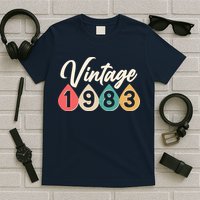 Vintage 1983 40th Birthday Retro Teardrop Design T-Shirt