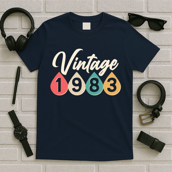 Vintage 1983 40th Birthday Retro Teardrop Design T-Shirt