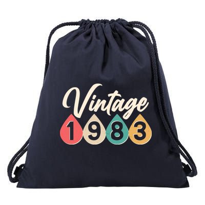 Vintage 1983 40th Birthday Retro Teardrop Design Drawstring Bag