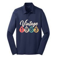 Vintage 1983 40th Birthday Retro Teardrop Design Silk Touch Performance Long Sleeve Polo