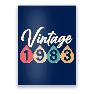 Vintage 1983 40th Birthday Retro Teardrop Design Poster