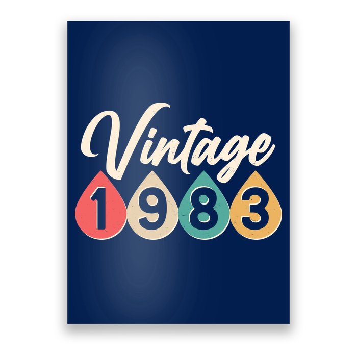 Vintage 1983 40th Birthday Retro Teardrop Design Poster