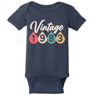 Vintage 1983 40th Birthday Retro Teardrop Design Baby Bodysuit
