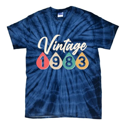 Vintage 1983 40th Birthday Retro Teardrop Design Tie-Dye T-Shirt
