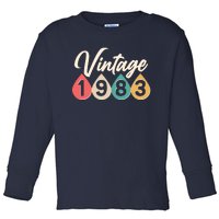 Vintage 1983 40th Birthday Retro Teardrop Design Toddler Long Sleeve Shirt