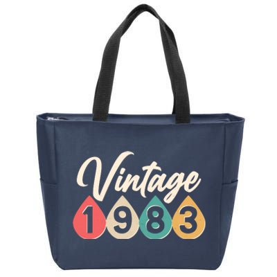 Vintage 1983 40th Birthday Retro Teardrop Design Zip Tote Bag