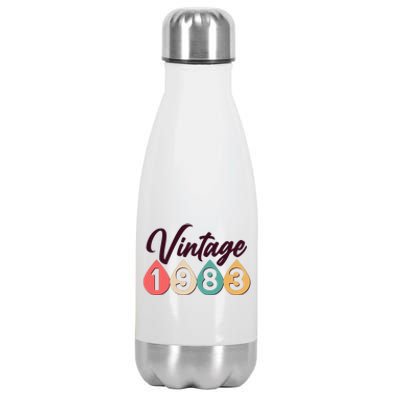 Vintage 1983 40th Birthday Retro Teardrop Design Stainless Steel Insulated Water Bottle