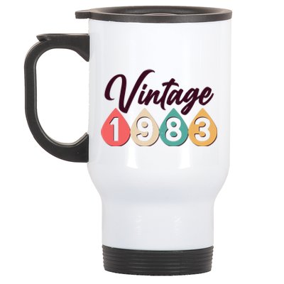 Vintage 1983 40th Birthday Retro Teardrop Design Stainless Steel Travel Mug