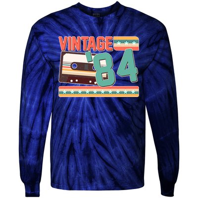 Vintage 1984 40th Birthday Cassette Tape Tie-Dye Long Sleeve Shirt