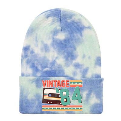 Vintage 1984 40th Birthday Cassette Tape Tie Dye 12in Knit Beanie