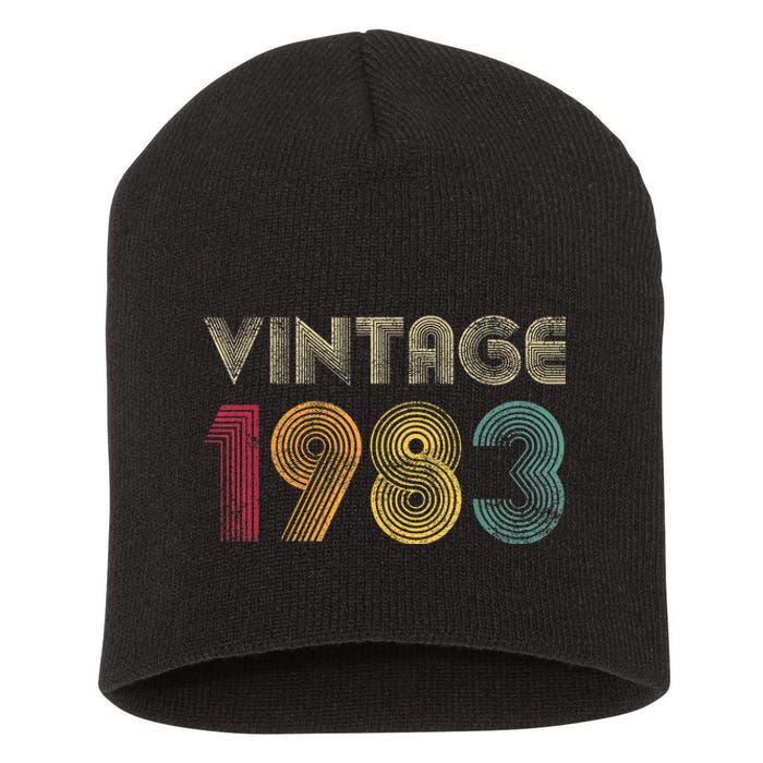 Vintage 1983 40th Birthday Gift Retro Shirt 40 Years Old Short Acrylic Beanie