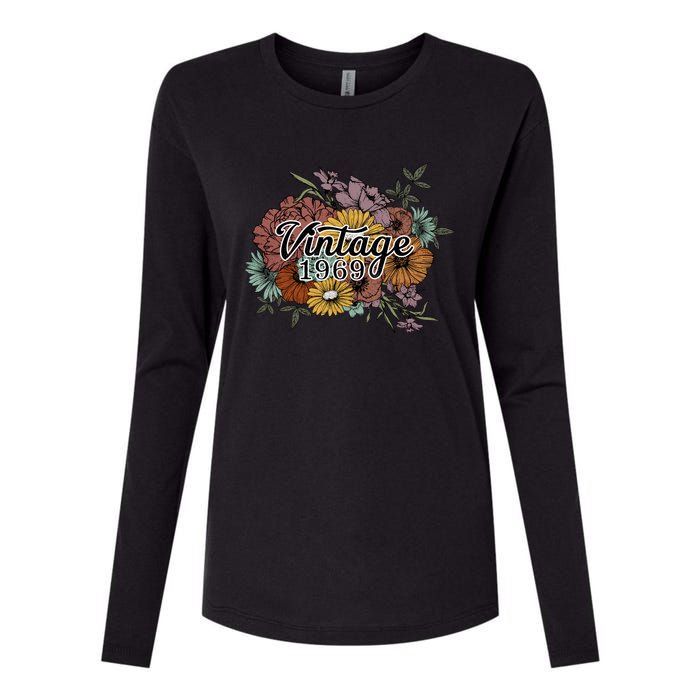 Vintage 1969 54 Year Old Sunflowers Floral 54th Birthday Womens Cotton Relaxed Long Sleeve T-Shirt