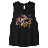 Vintage 1969 54 Year Old Sunflowers Floral 54th Birthday Women's Racerback Cropped Tank