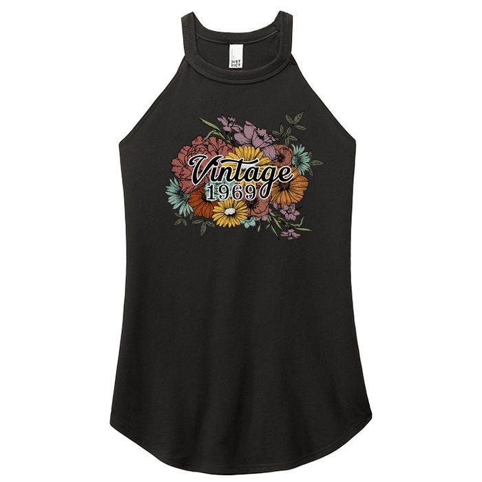 Vintage 1969 54 Year Old Sunflowers Floral 54th Birthday Women's Perfect Tri Rocker Tank