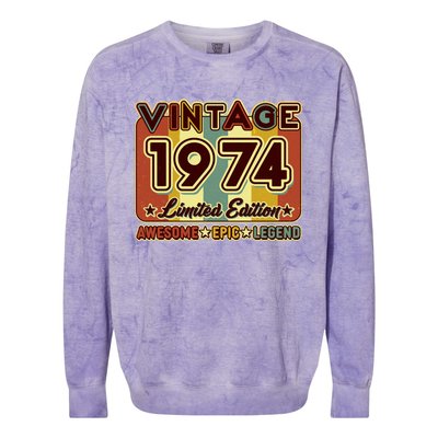 Vintage 1974 50th Birthday Limited Edition Awesome Epic Legend Colorblast Crewneck Sweatshirt