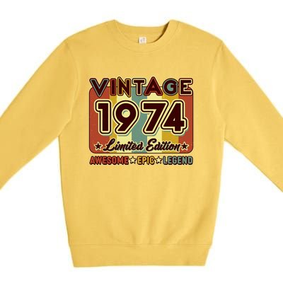 Vintage 1974 50th Birthday Limited Edition Awesome Epic Legend Premium Crewneck Sweatshirt