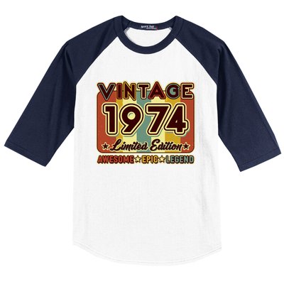 Vintage 1974 50th Birthday Limited Edition Awesome Epic Legend Baseball Sleeve Shirt