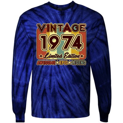 Vintage 1974 50th Birthday Limited Edition Awesome Epic Legend Tie-Dye Long Sleeve Shirt