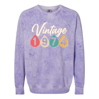 Vintage 1974 50th Birthday Retro Teardrop Design Colorblast Crewneck Sweatshirt