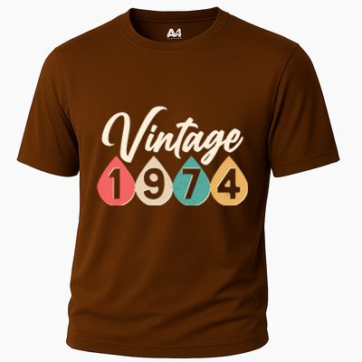 Vintage 1974 50th Birthday Retro Teardrop Design Cooling Performance Crew T-Shirt