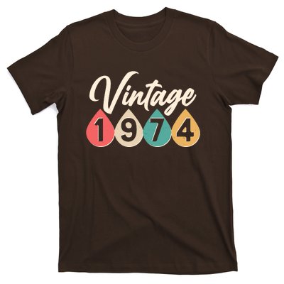 Vintage 1974 50th Birthday Retro Teardrop Design T-Shirt