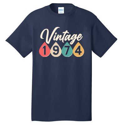 Vintage 1974 50th Birthday Retro Teardrop Design Tall T-Shirt