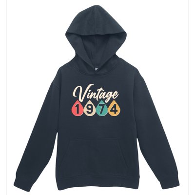 Vintage 1974 50th Birthday Retro Teardrop Design Urban Pullover Hoodie