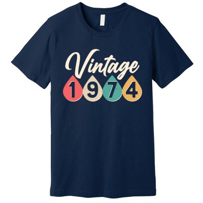 Vintage 1974 50th Birthday Retro Teardrop Design Premium T-Shirt