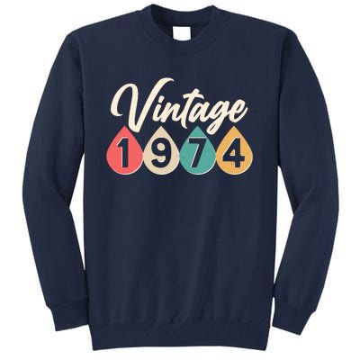 Vintage 1974 50th Birthday Retro Teardrop Design Tall Sweatshirt