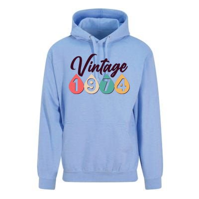 Vintage 1974 50th Birthday Retro Teardrop Design Unisex Surf Hoodie