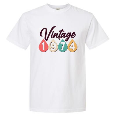 Vintage 1974 50th Birthday Retro Teardrop Design Garment-Dyed Heavyweight T-Shirt