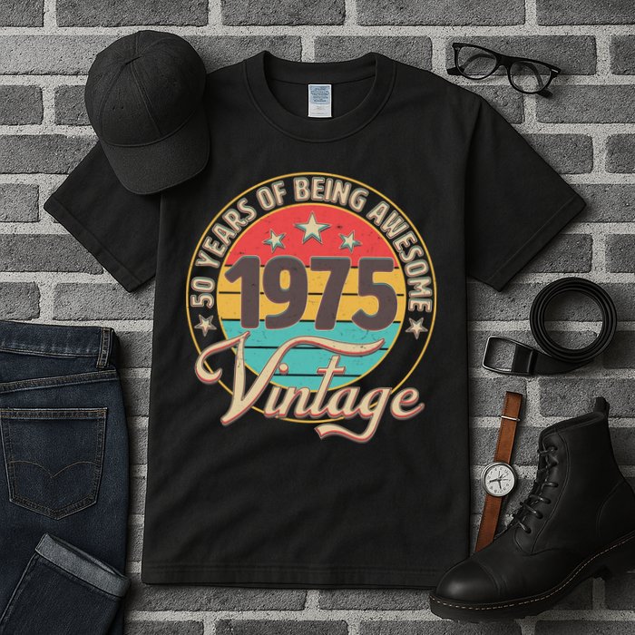 Vintage 1975 50 Years Of Being Awesome Tall T-Shirt