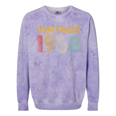 Vintage 1968 55th Birthday Present Gift  Wo 55 Years Old Colorblast Crewneck Sweatshirt