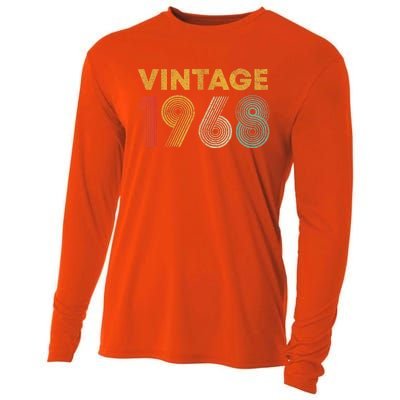 Vintage 1968 55th Birthday Present Gift  Wo 55 Years Old Cooling Performance Long Sleeve Crew