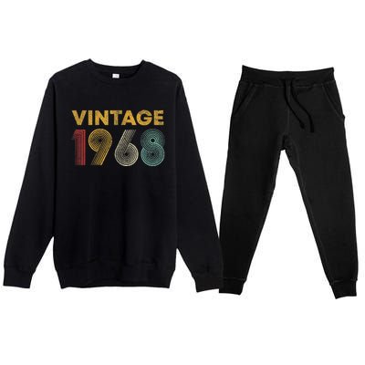 Vintage 1968 55th Birthday Present Gift  Wo 55 Years Old Premium Crewneck Sweatsuit Set