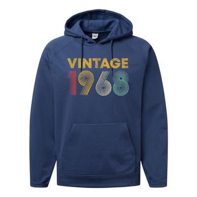 Vintage 1968 55th Birthday Present Gift  Wo 55 Years Old Performance Fleece Hoodie